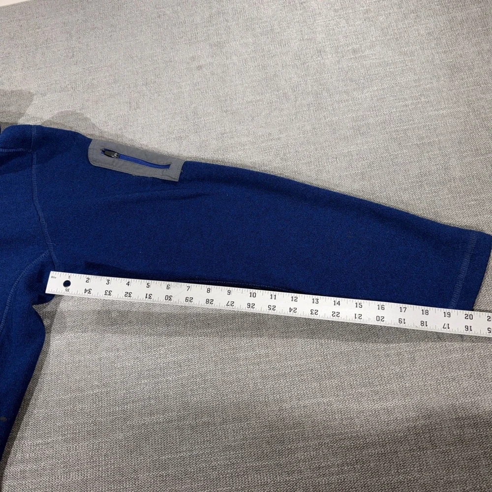 Eddie Bauer 1/4 Zip Fleece‎ Pullover Mens L Blue Good Sleeve Pocket Outdoor